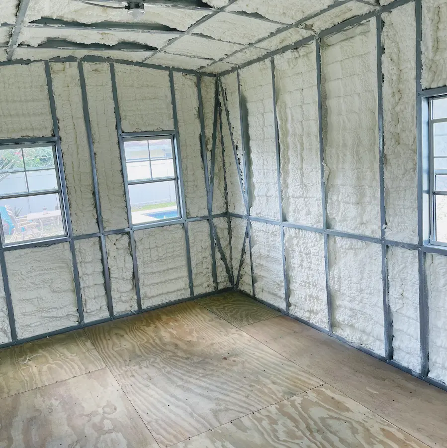 Closed-cell spray foam insulation applied to wall cavities in a residential project in Bear Creek